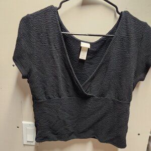 Black Vneck Crop Top